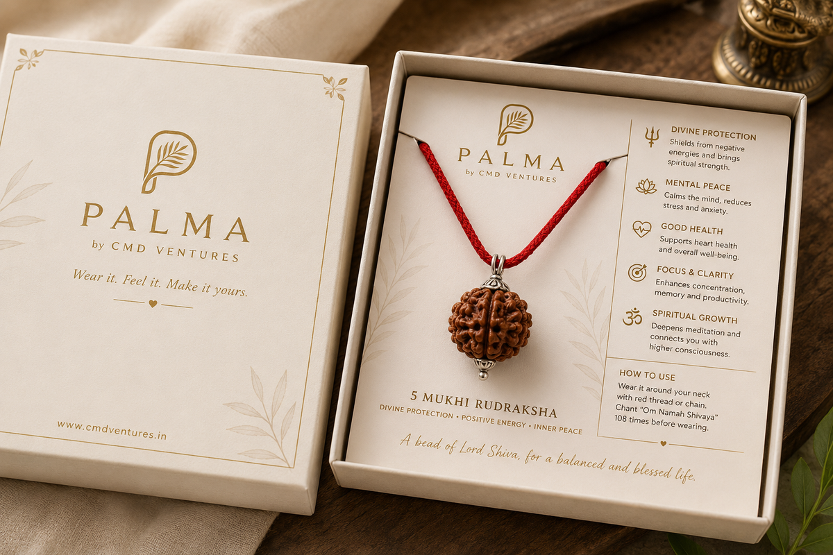 PALMA: 100% original  5 Mukhi Rudraksha – Spiritual Pendant