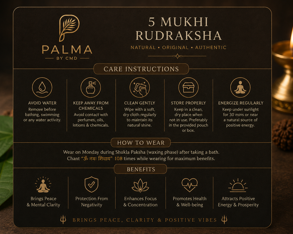 Original 5 Mukhi Rudraksha Bracelet | Natural Rudraksha with Premium Red Thread | PALMA