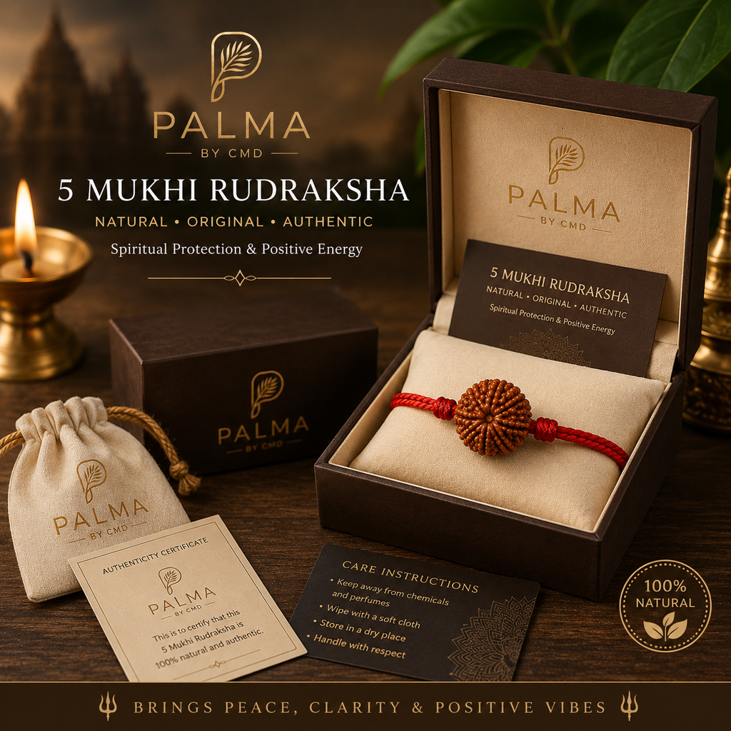 Original 5 Mukhi Rudraksha Bracelet | Natural Rudraksha with Premium Red Thread | PALMA
